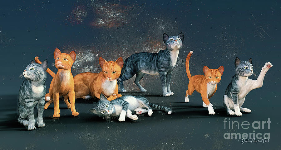 Cats Digital Art by Jutta Maria Pusl