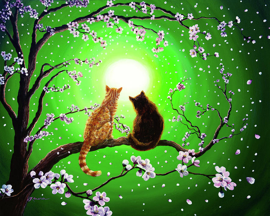 Cats on a Spring Night Painting by Laura Iverson