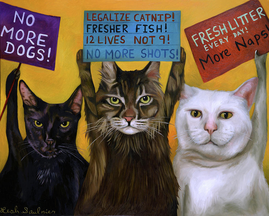 Cats On Strike 2 Painting by Leah Saulnier The Painting Maniac