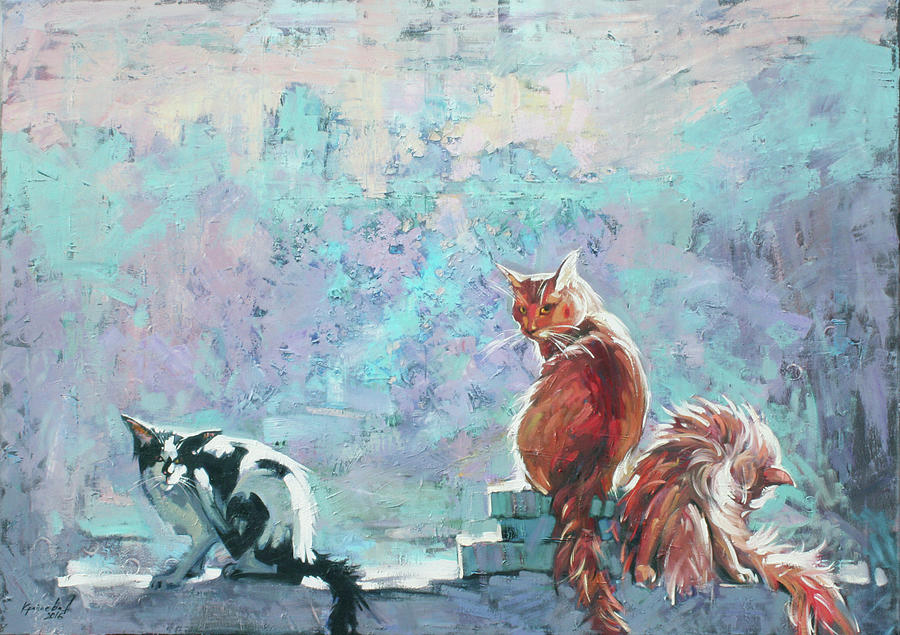 Cats. Washed by rain Painting by Anastasija Kraineva