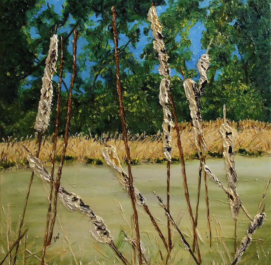 Cattails 2 Painting by Maria Woithofer