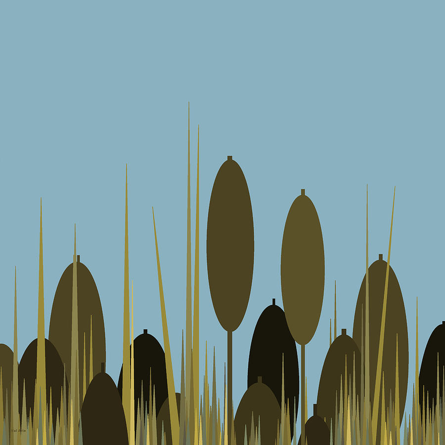 Cattails and Blue Sky Digital Art by Val Arie