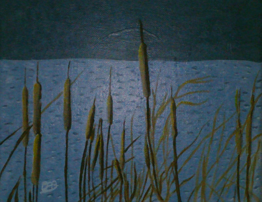Cattails at cootes paradise Painting by David Bigelow