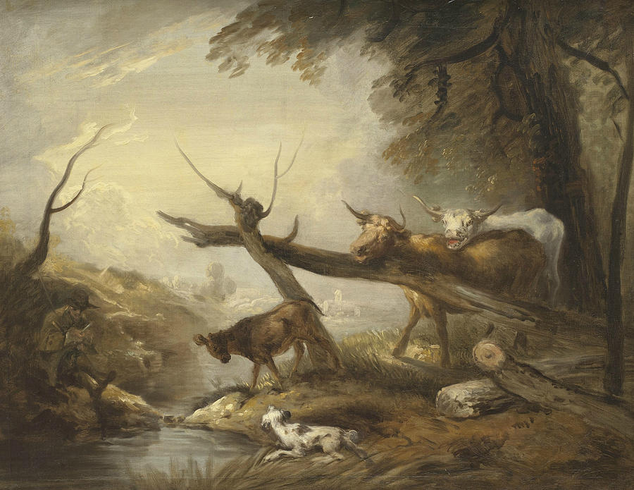 Cattle by a Stream Painting by Elias Martin