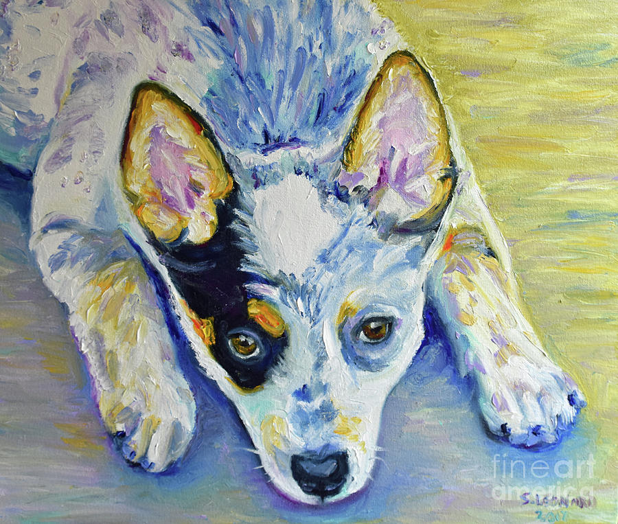 Cattle dog puppy Painting by Suzanne Leonard