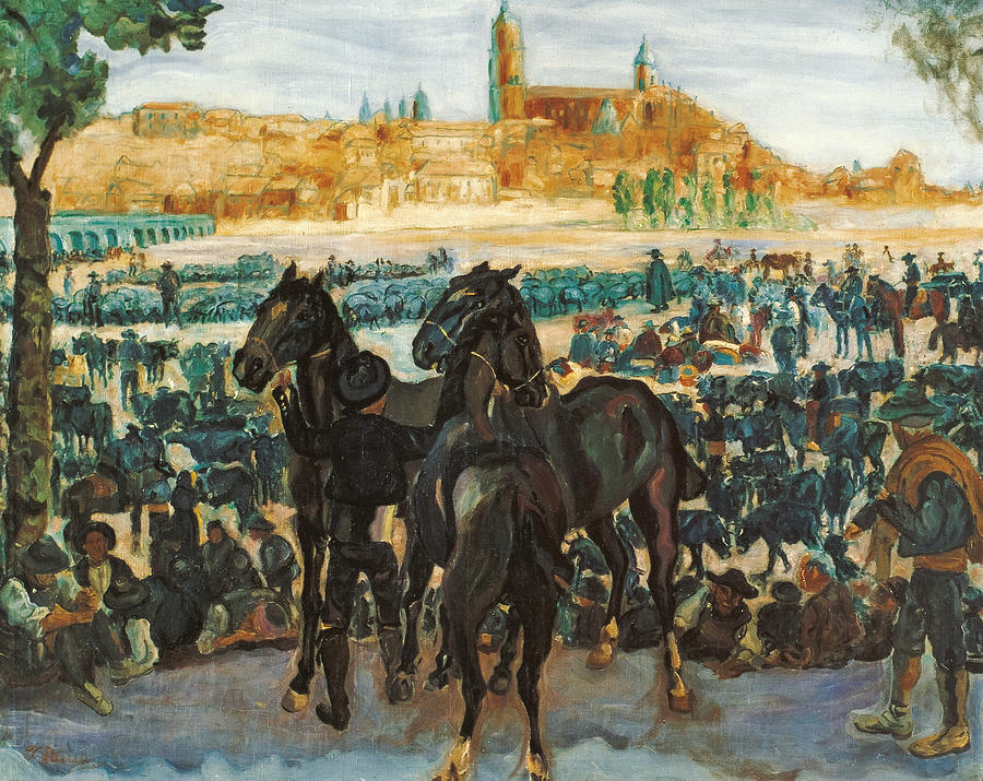 Cattle Fair in Salamanca Painting by Francisco Iturrino
