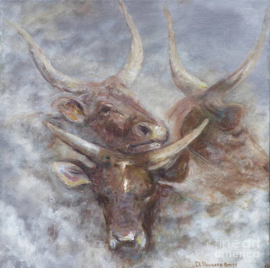Cattle in the Mist Painting by Deborah Smith