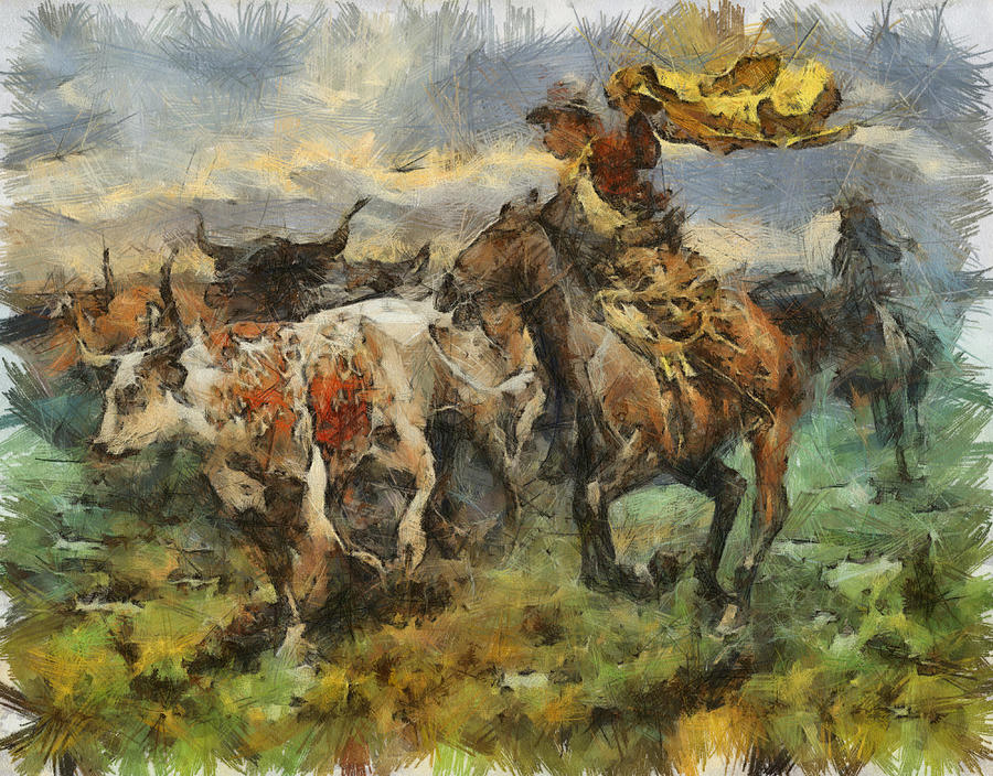 Horse Painting - Cattle by Shimi Gasaba
