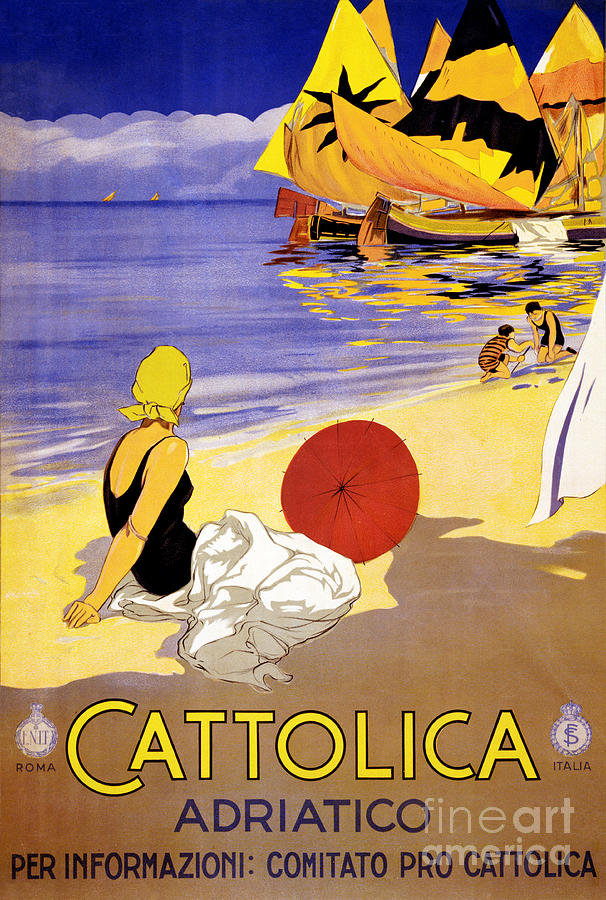 Vintage Painting - Cattolica Adriatico Italy Vintage Travel Poster Restored by Vintage Treasure