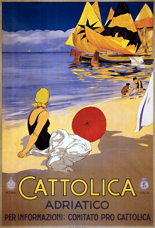 Cattolica Adriatico, travel poster 1925 Painting by Vincent Monozlay