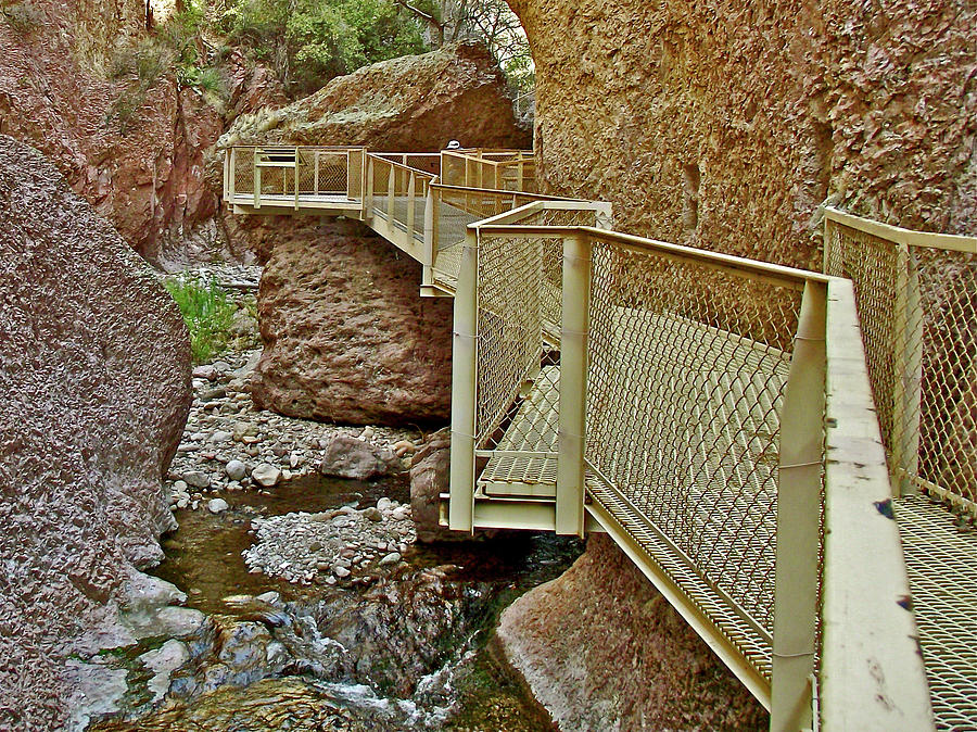 Catwalk Corners over Whitewater Creek on Catwalk National Recreation Trail near Glenwood-New Mexico Photograph by Ruth Hager