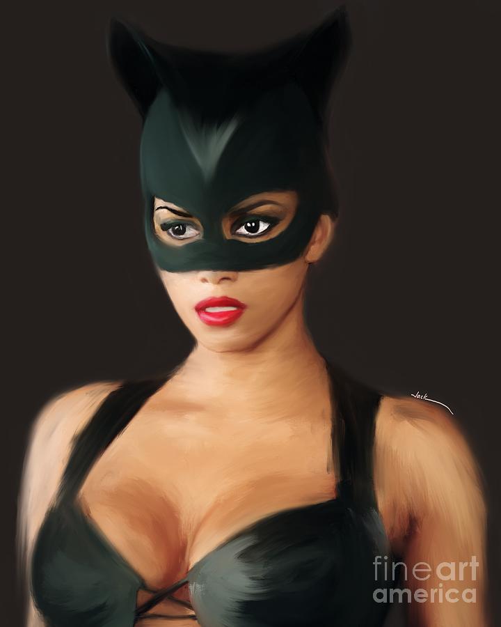 Catwoman Halle Berry Painting by Jack Bunds