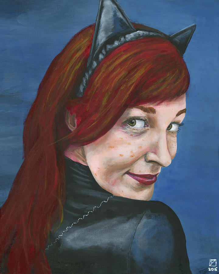 Catwoman Painting by Matthew Mezo
