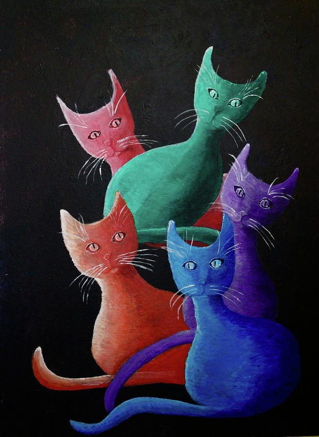 Catz Catz Catz Painting by April Burton
