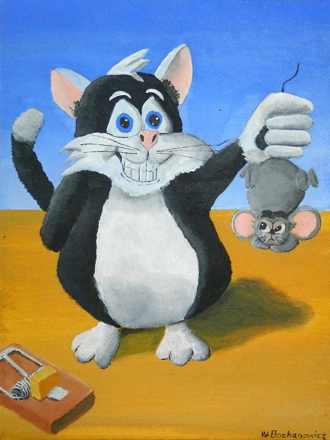 Caught a Mouse Painting by Winton Bochanowicz