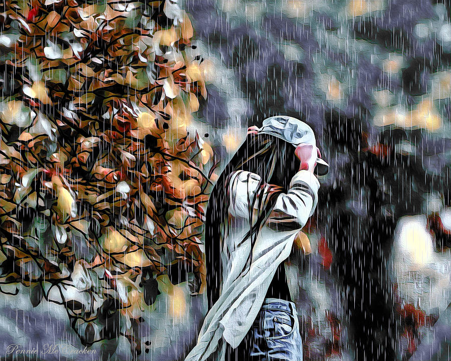 Spring Digital Art - Caught in the Rain by Pennie McCracken