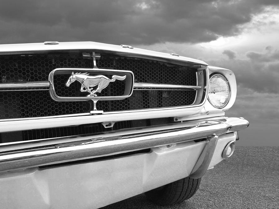 Causing A Storm - 65 Mustang in Black and White Photograph by Gill Billington