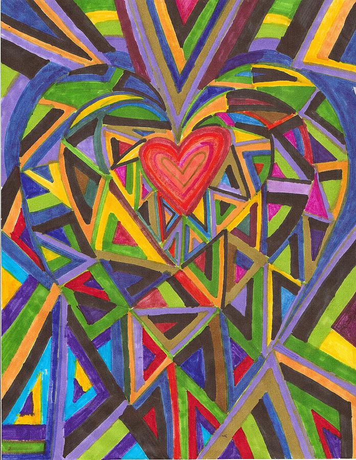 Cautious Heart Drawing by Brenda Adams