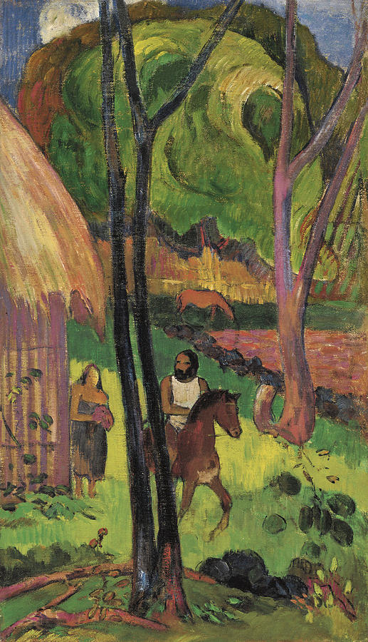 Cavalier devant la Case Painting by Paul Gauguin