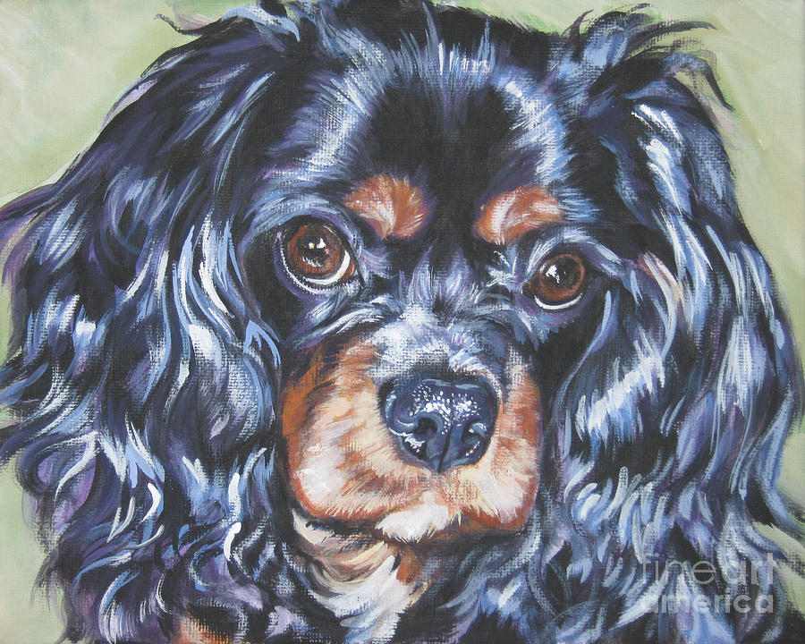 Dog Painting - Cavalier King Charles Spaniel black and tan by Lee Ann Shepard