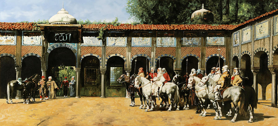 Cavalieri In Cortile Painting