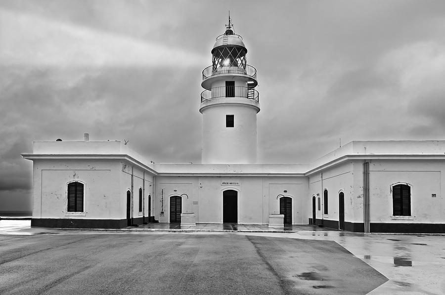 Cavalleria Lighthouse In Black And White Photograph by Pedro Cardona Llambias