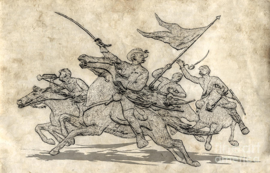 Cavalry Charge Gettysburg Sketch Digital Art by Randy Steele