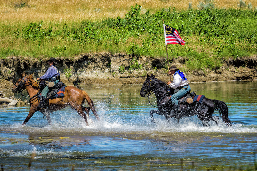 Cavalry Troops Crossing Little Bighorn River  Photograph by Donald Pash
