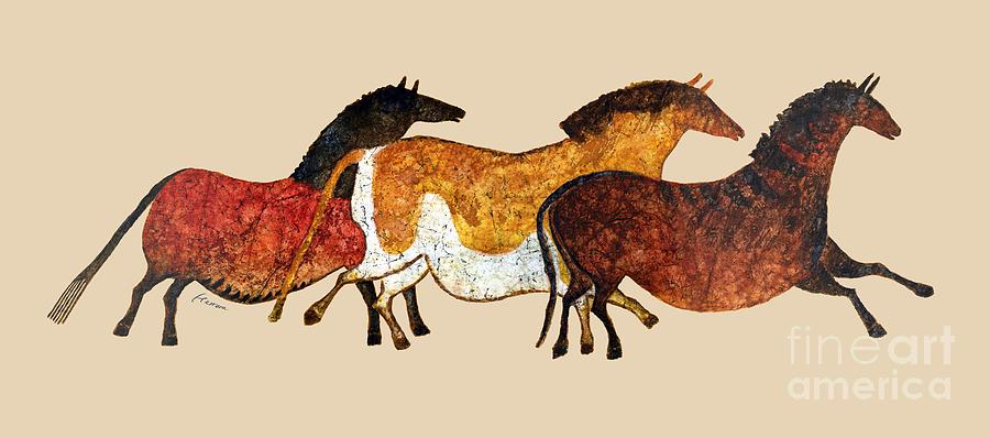 Cave Horses In Beige Painting