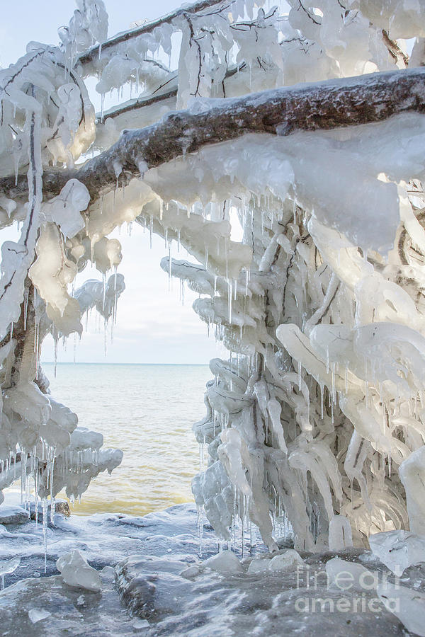 Cave Point Ice Formation In Door County Wisconsin