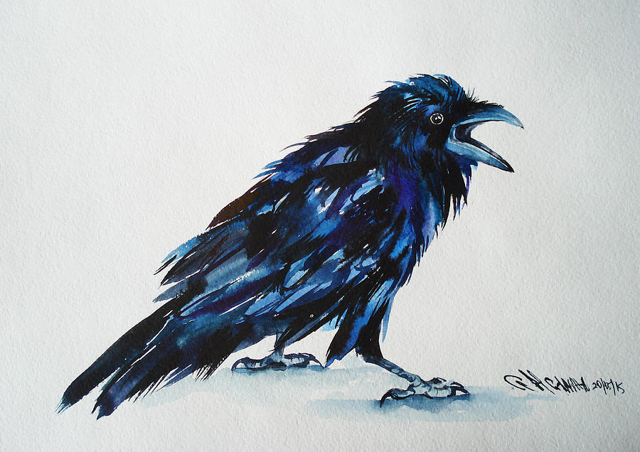 Cawing Crow#2 Painting by Ganna Melnychenko