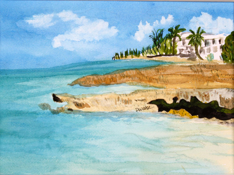 Cayman Shoreline Painting by Donna Walsh