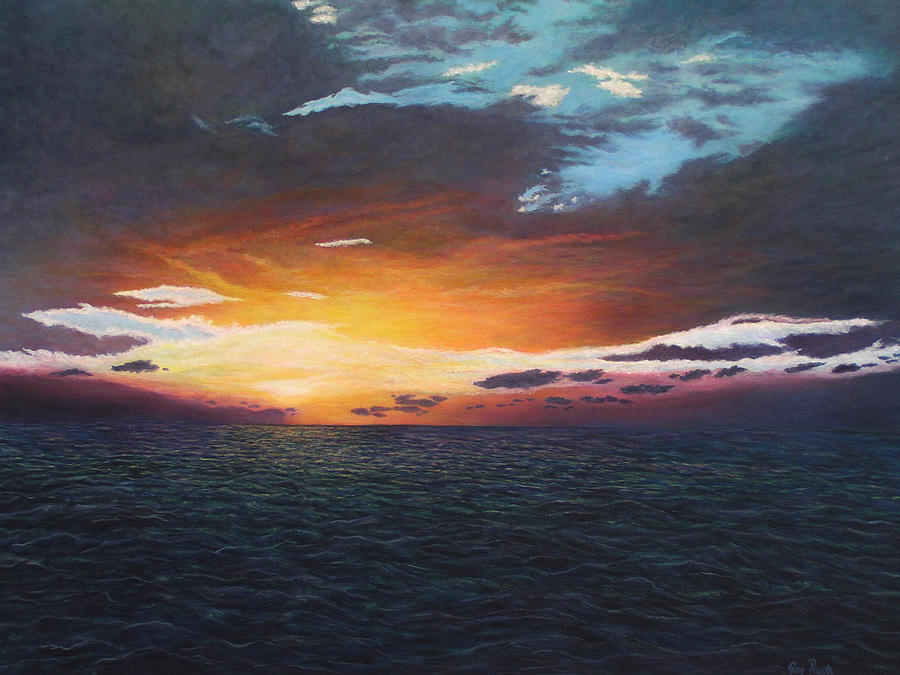 Sunset Painting - Cayman Sunset by Gay Pautz
