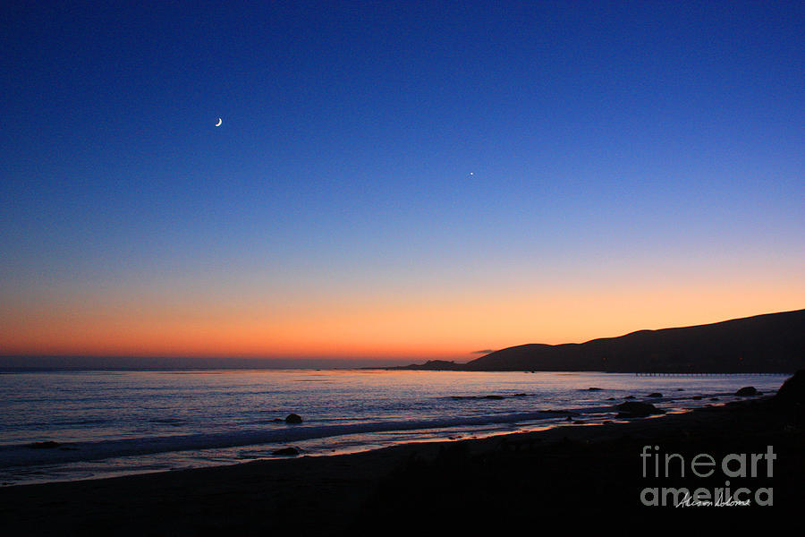 Cayucos Crescent Moon Photograph by Alison Salome