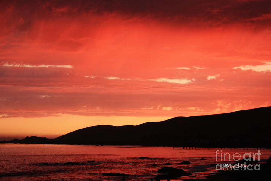 Cayucos Sky On Fire Photograph by Alison Salome
