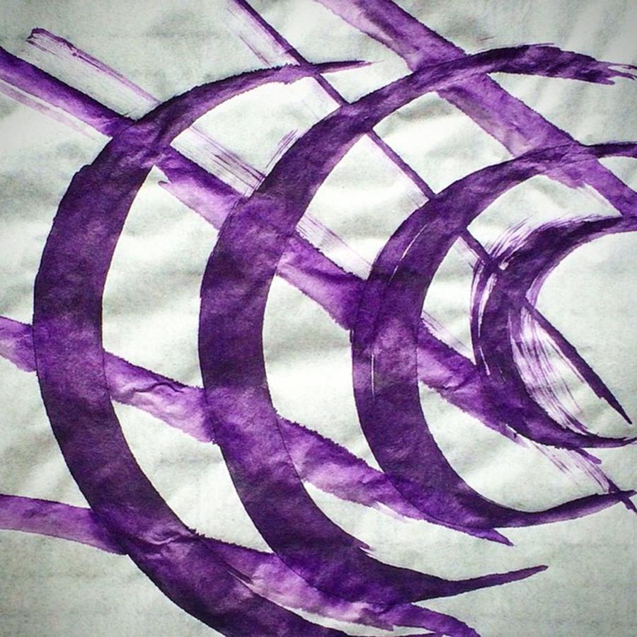 Abstract Photograph - Cccc By Mark Bray - Purple Ink On Rice by Crystaleyezed Fine Arts