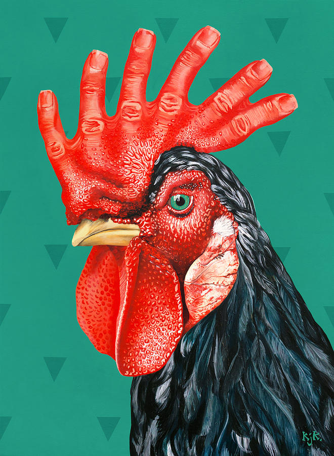 Rooster Painting - C#ck by Kelly King