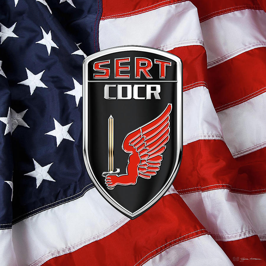 C.D.C.R Special Emergency Response Team - S.E.R.T. Patch over American Flag Digital Art by Serge Averbukh
