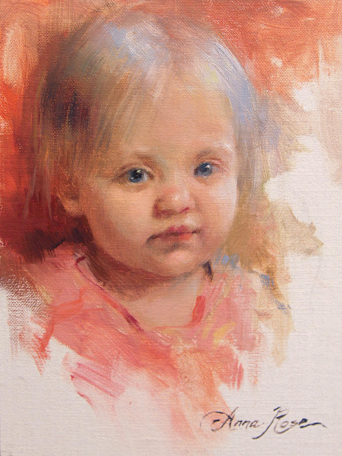 Portrait Painting - Cece at 14 Months Old by Anna Rose Bain