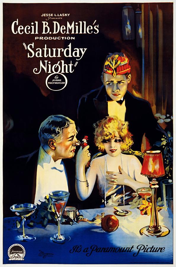 Cecil DeMilles Saturday Night, movie poster, 1922 Painting by Vincent Monozlay