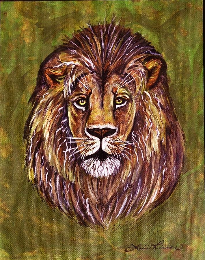 Cecil The Lion Painting - Cecil the Lion Portrait by Lois Rivera