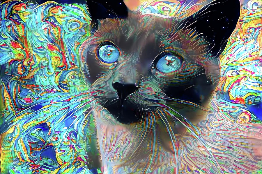 Cecil the Psychedelic Siamese Cat. is a piece of digital artwork by Peggy C...