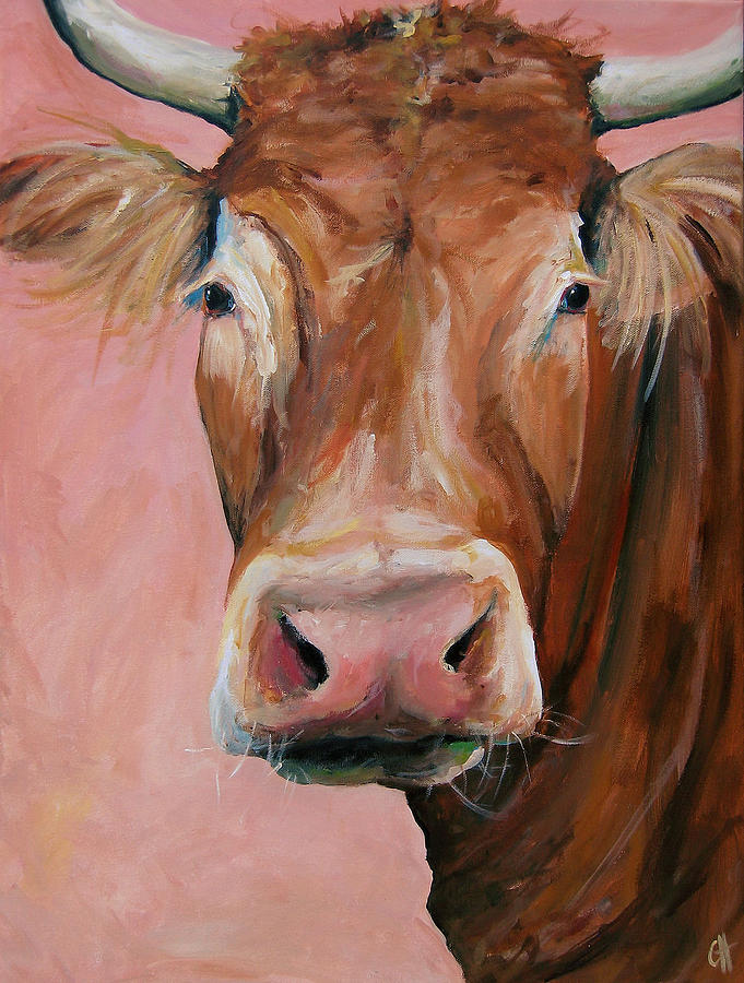 Cow Painting - Cecilia the Cow by Cari Humphry