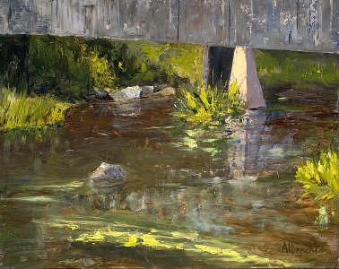 Cedar Creek Covered Bridge Painting by Nancy Albrecht