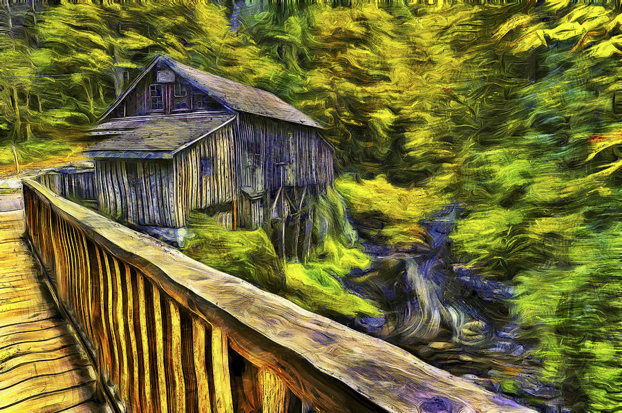 Fall Photograph - Cedar Creek Grist Mill Van Gogh by Mark Kiver