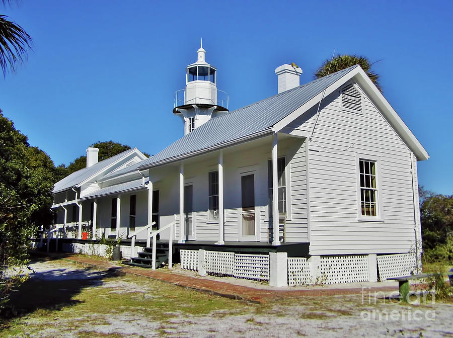 Cedar Key Lighthouse and Keepers Cottage Photograph by D Hackett