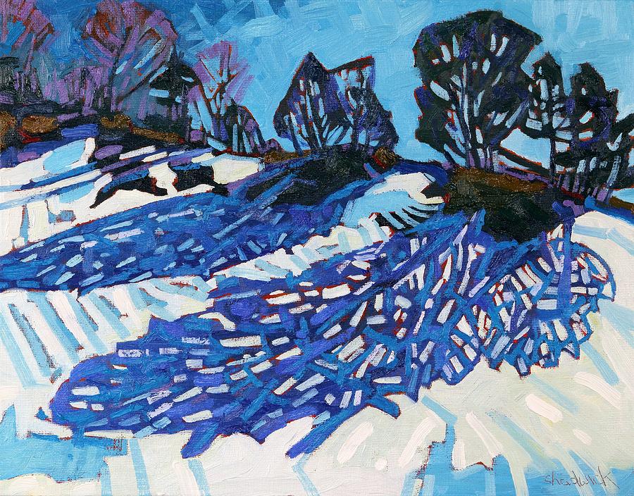Winter Painting - Cedar Shadows by Phil Chadwick