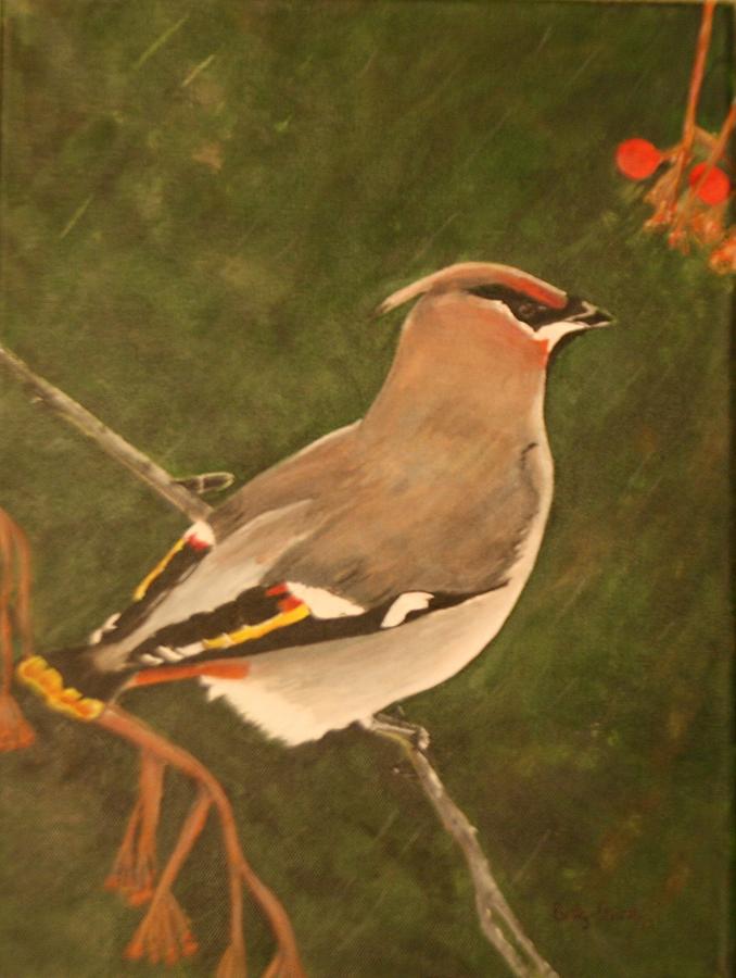 Cedar waxwing Painting by Betty-Anne McDonald