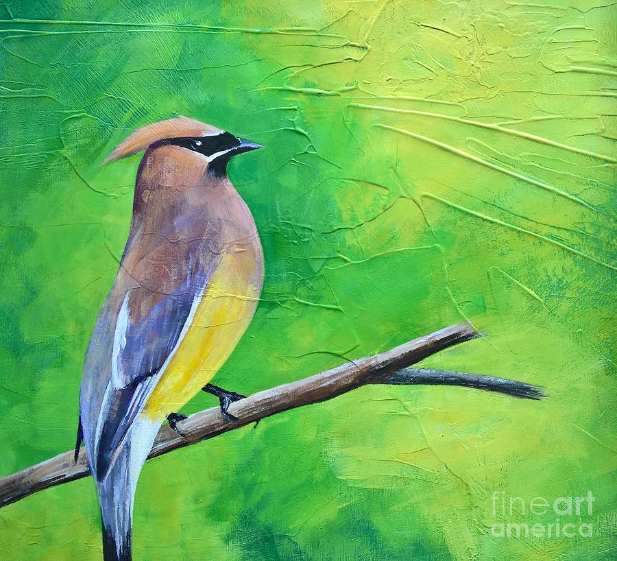 Cedar Waxwing Painting by Lisa Dionne