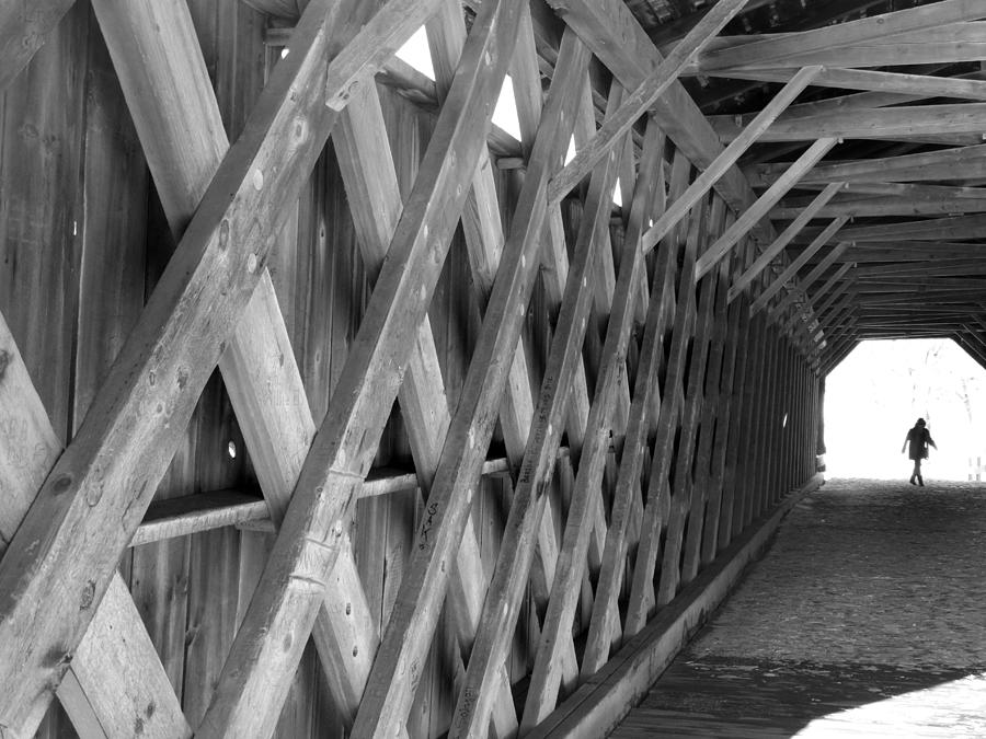 Cedarburg Covered Bridge B W Photograph by David T Wilkinson